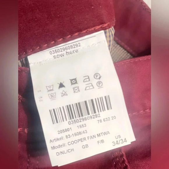 BRAX cooper fan MTWA burgundy comfortable casual lightweight 5 pocket pants 34 - Picture 5 of 6